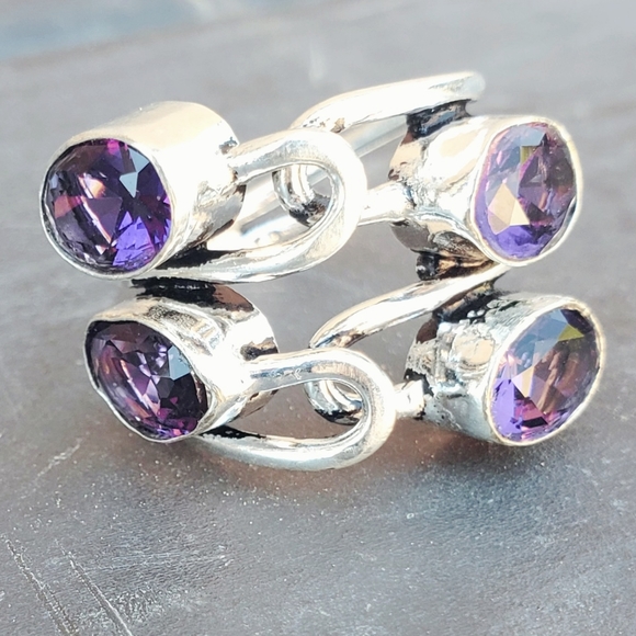 New Twisted Amethyst 925 Silver Ring. - Picture 12 of 15